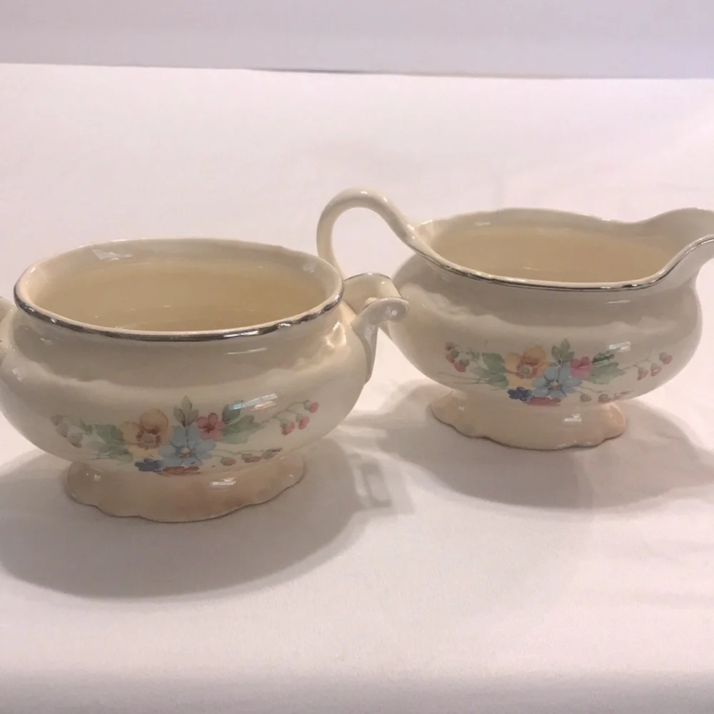 Homer Laughlin Virginia Rose Sugar and Creamer